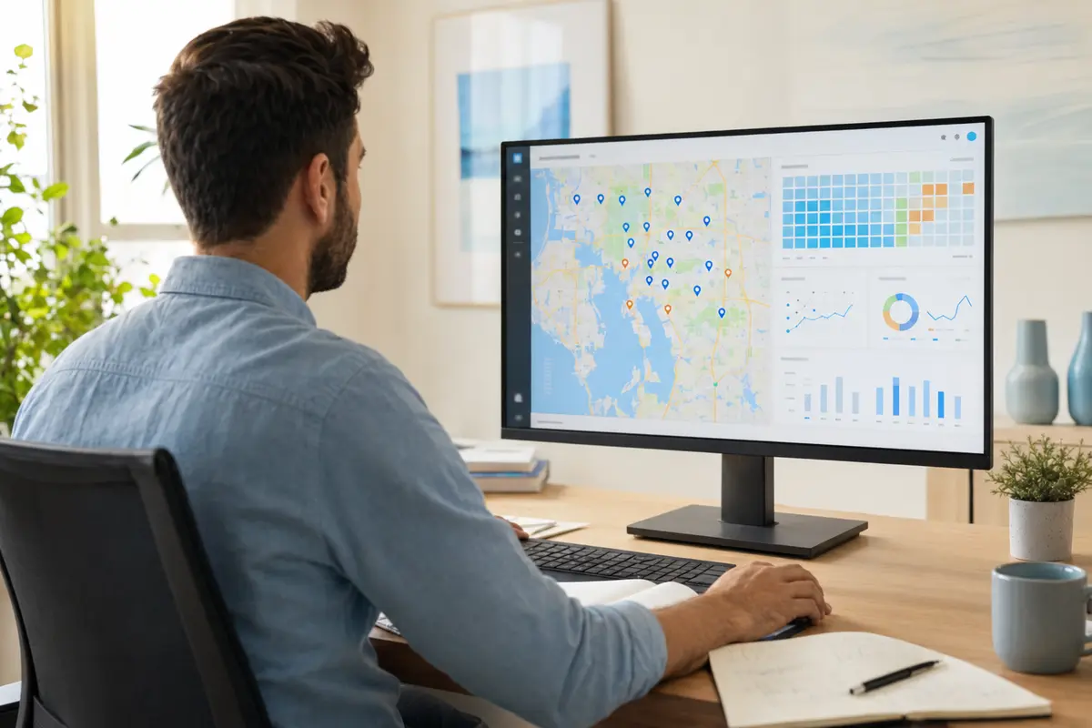 SEO strategist reviewing local search rankings