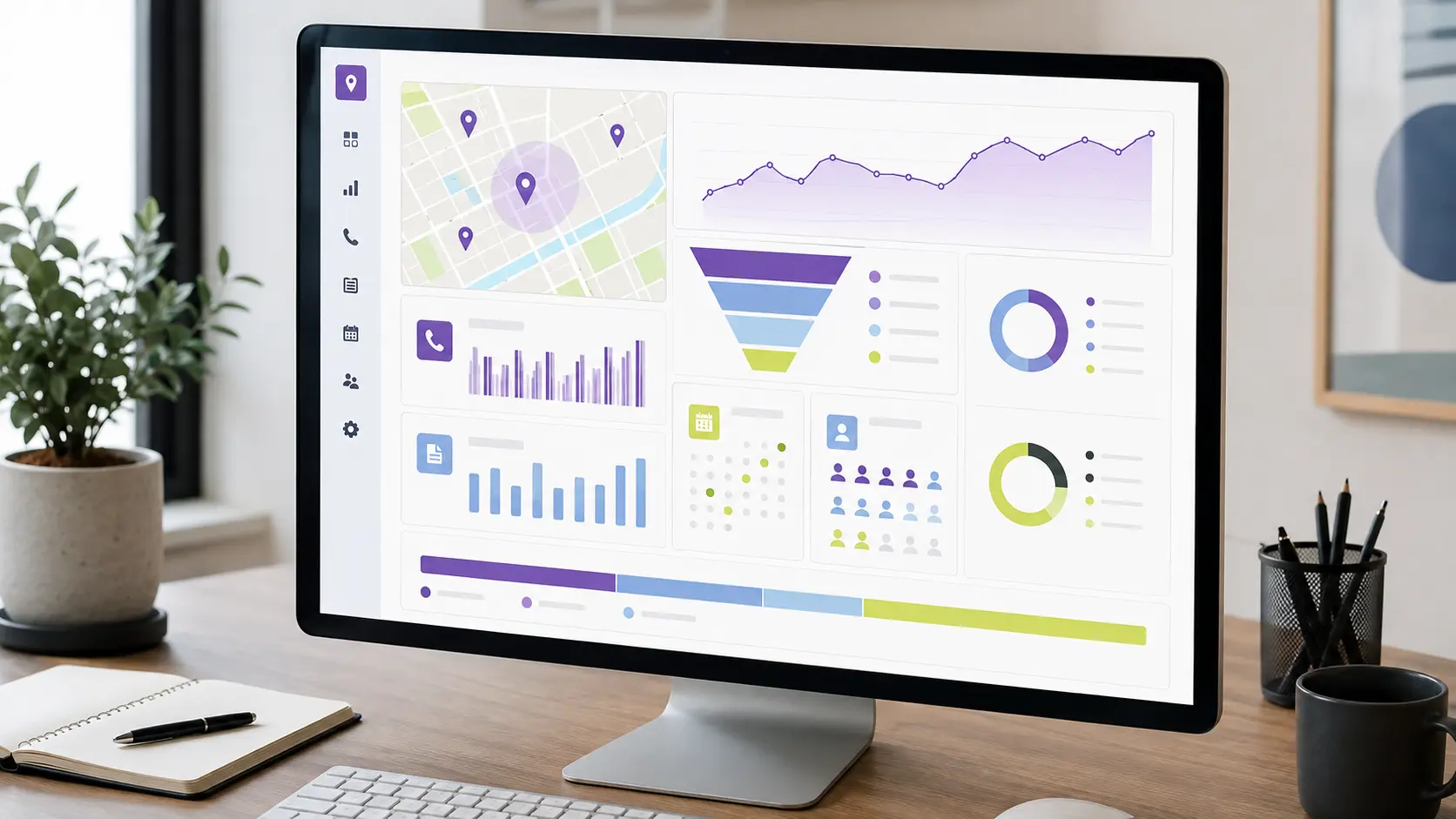 Local search dashboard connecting map visibility to calls and conversions