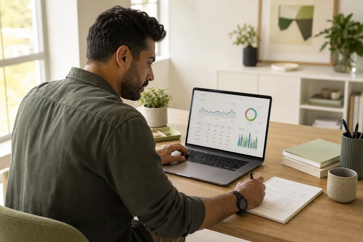 Marketing strategist comparing search and advertising performance