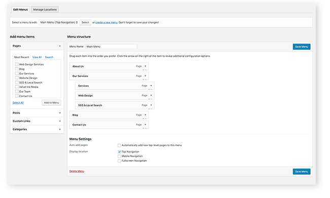wp-screen Content management white tab