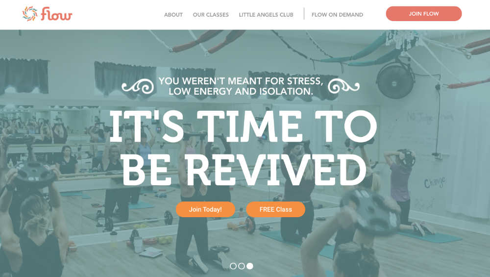 flow fitness website design